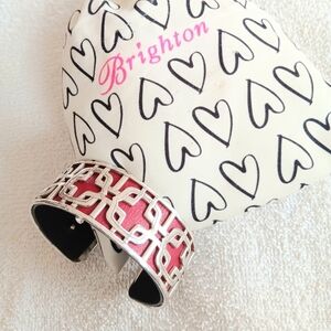 Brighton Pink and Silver Geometric Cuff Bracelet